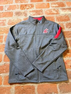 WASHINGTON STATE COUGARS Colosseum Mens Zip Up WSU JACKET Gray Red XL